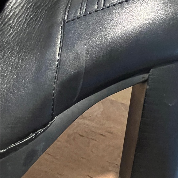 Antonio Melani Black Lug Sole Leather Ankle Boots 4” Block Heel Size 8.5 - Picture 8 of 14